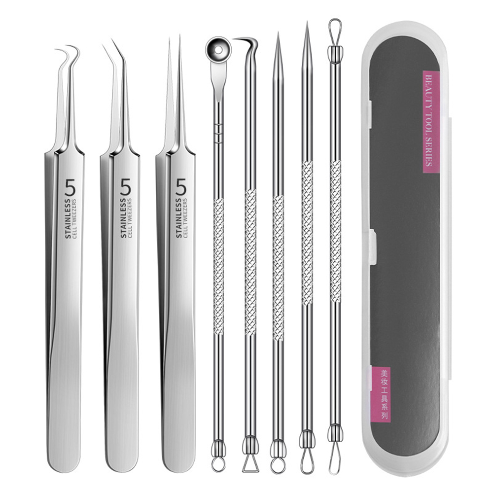 Stainless Steel Acne Clip Cell Needle Blackhead Needle Acne 8-Piece Set