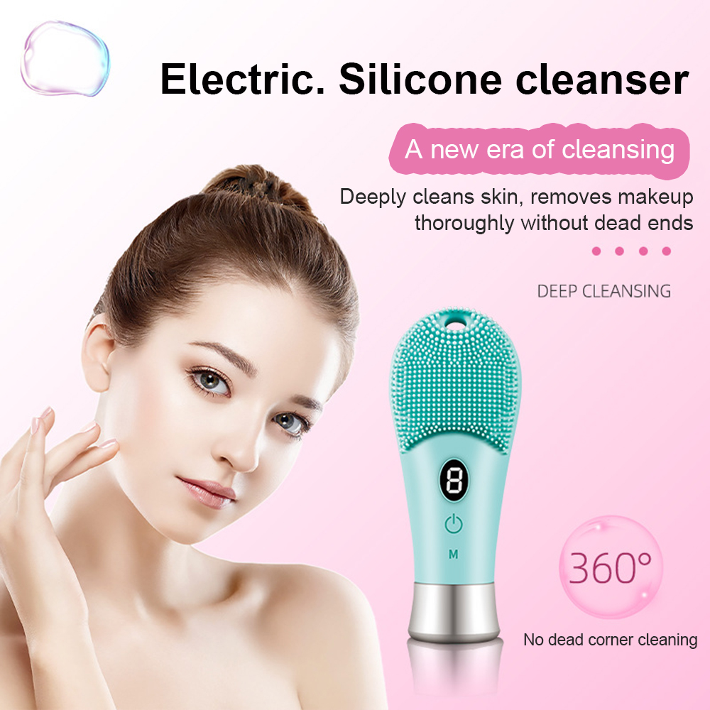 Ultrasonic High Frequency Vibration Home Electric Silicone Face Wash to Clean Pores