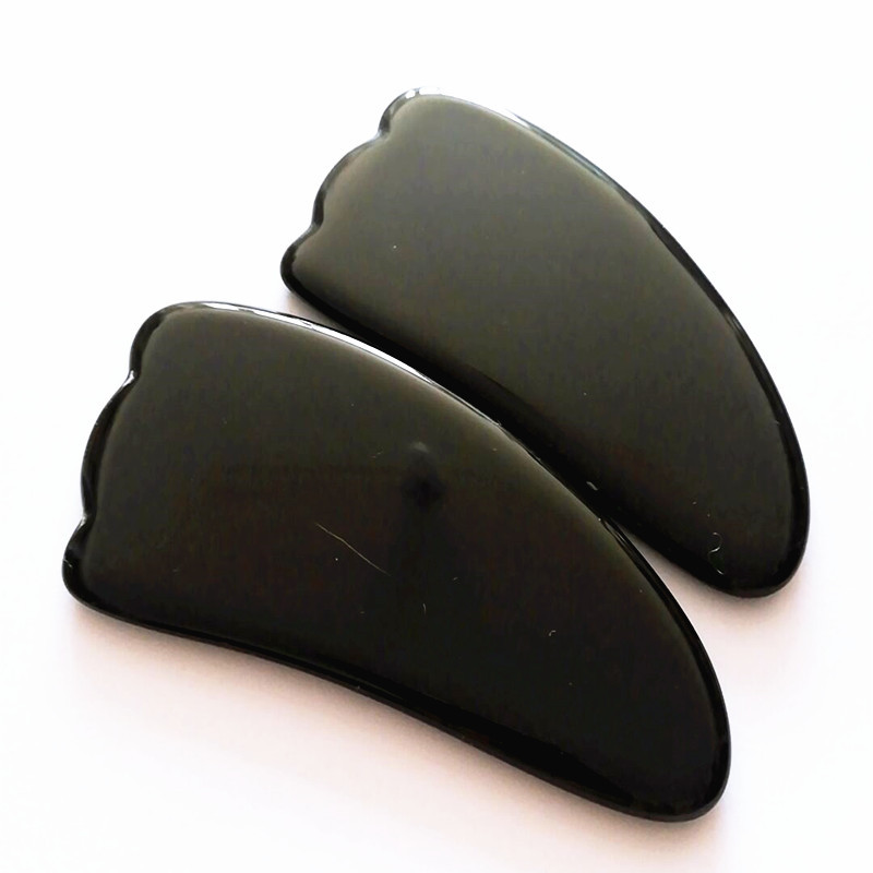 High Quality Black Jade Stone Guasha Board Obsidian Guasha Board Massager for Face