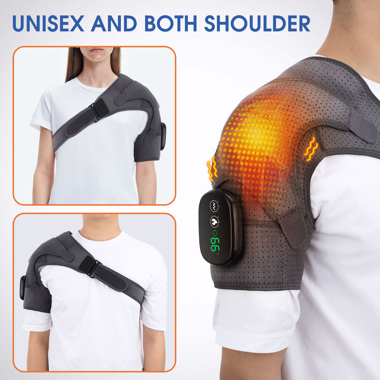 Electric massage shoulder protector Smart touch screen sports warm shoulder protector USB charging hot compress massage protector