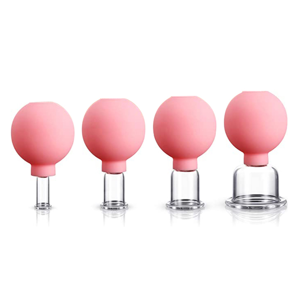 4Pcs Glass Cupping Massage Silicone Vacuum Suction for Instantly Ageless Skin Anti Cellulite Wrinkle