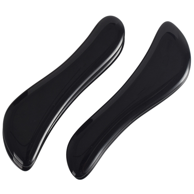 S shape black bian stone guasha board massage tool