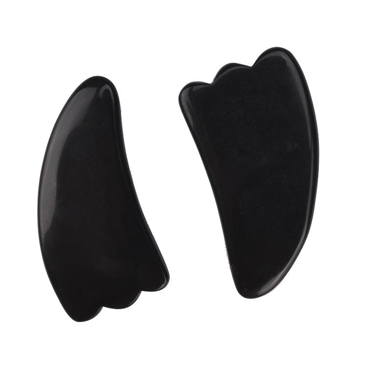 High Quality Black Jade Stone Guasha Board Obsidian Guasha Board Massager for Face