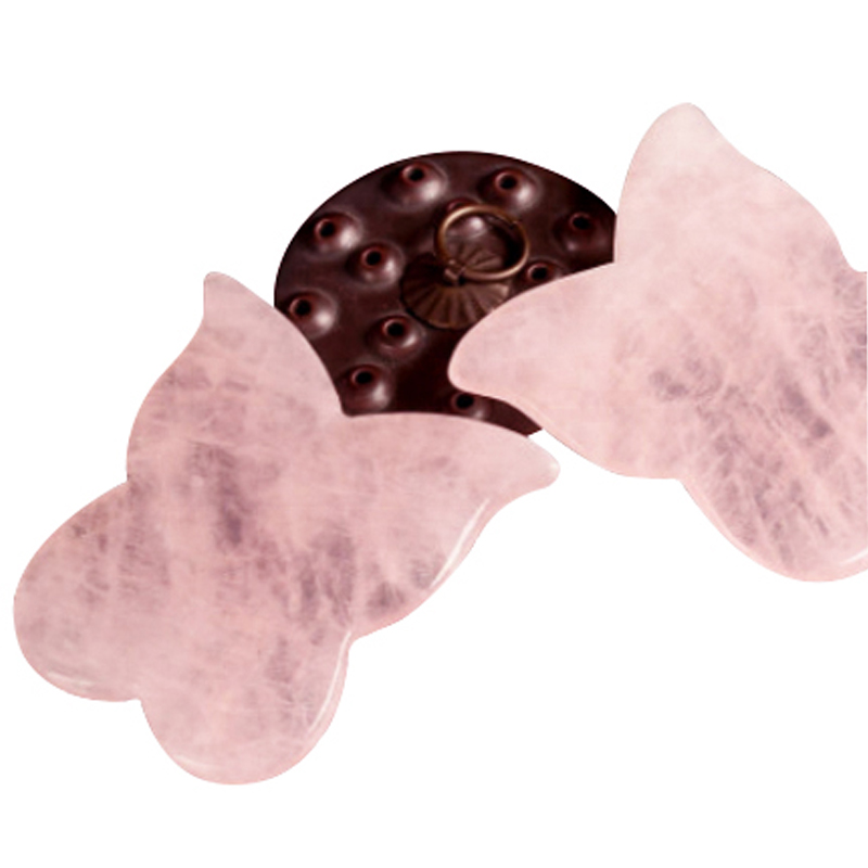 Pure Natural Rose Quartz Butterfly-shaped Facial Jade for Body Rose Quartz Jade Guasha Board