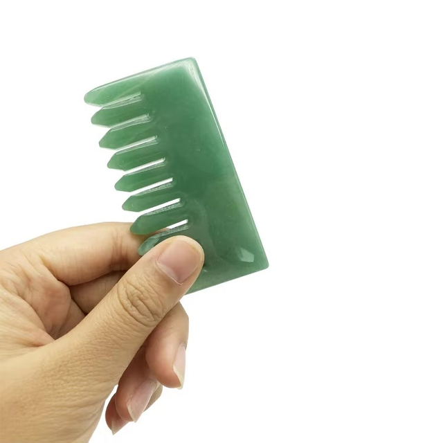 High Quality Natural Jade Green Aventurine Guasha Massage Comb 100% Natural Jade Massager Tool 