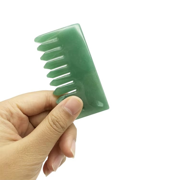 High Quality Natural Jade Green Aventurine Guasha Massage Comb 100% Natural Jade Massager Tool 