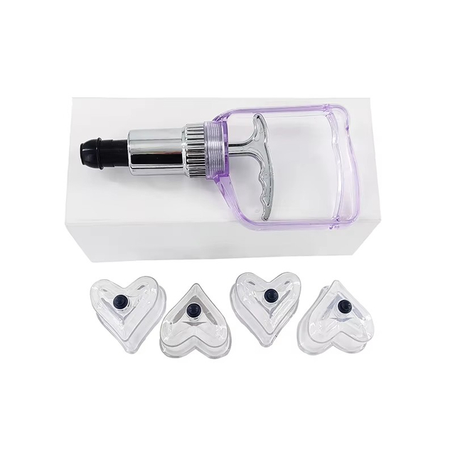 4Pcs Heart and Star Shaped Cupping Cups with Pumb Plastic Vacuum Therapy Set Cupping Kit Massager with Box