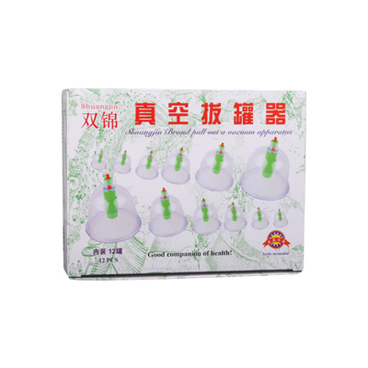 Shuangjin 12 Cups Professional Chinese Acupoint Cupping Therapy Sets Hijama for Cupping Mass