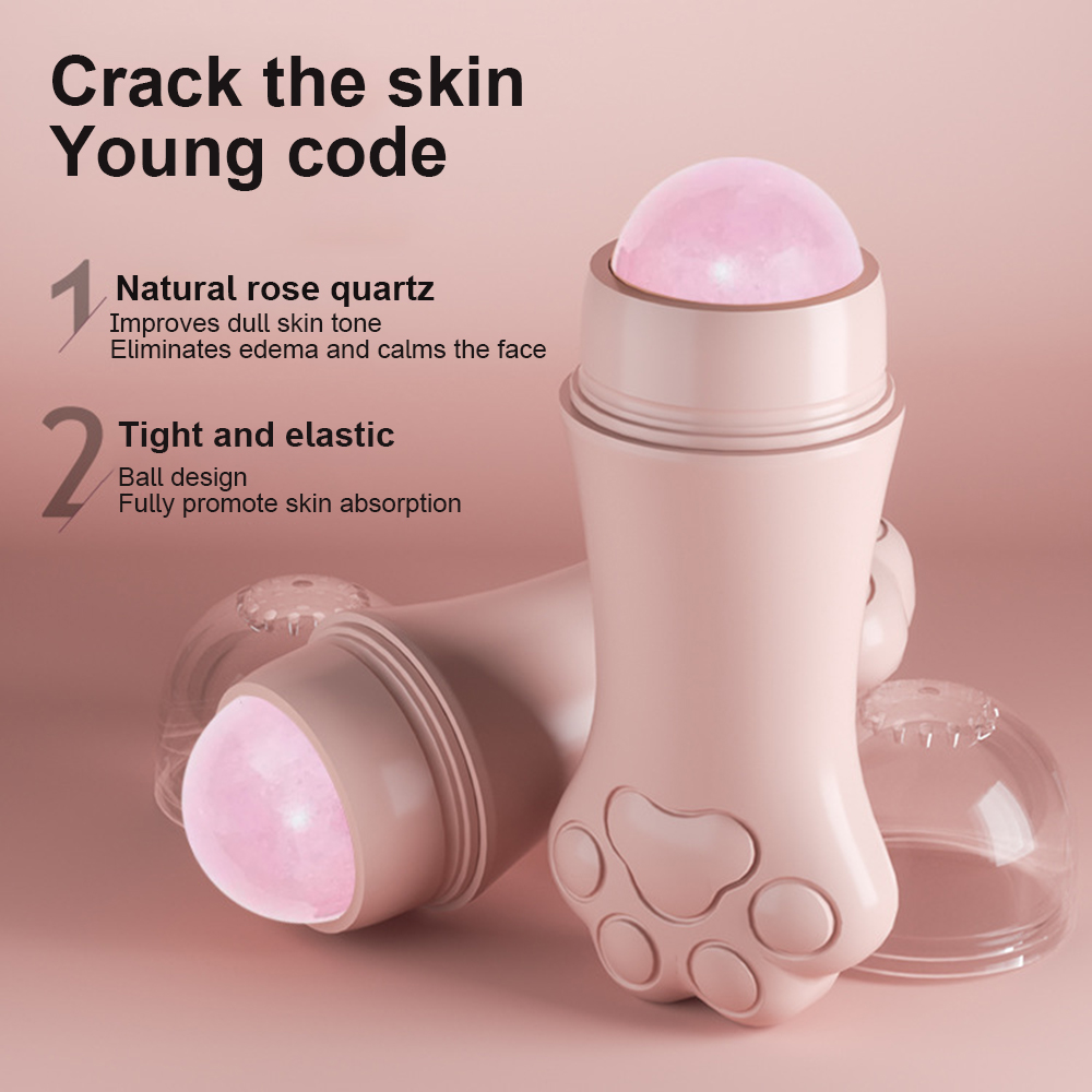 Rose Quartz Powder Massage Rolling Volcanic Stone Oil Absorber Face Oil Remover