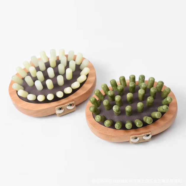 best selling products 2024 Wholesale jade air cushion meridian brush wood head massage jade comb jade air bag head massage comb