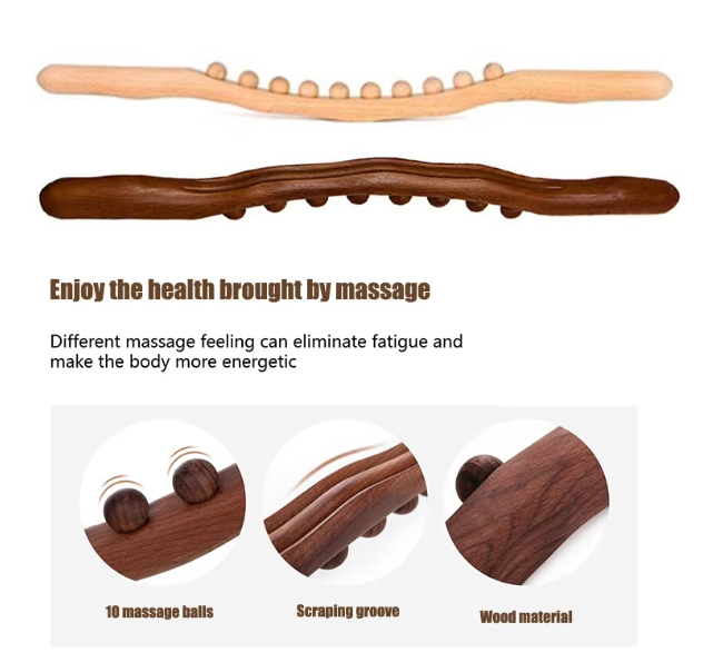 Best Selling Products 2024 8 Beads Wood Therapy Massage Tools Lymphatic Drainage Massager Handheld Massage Stick for Body