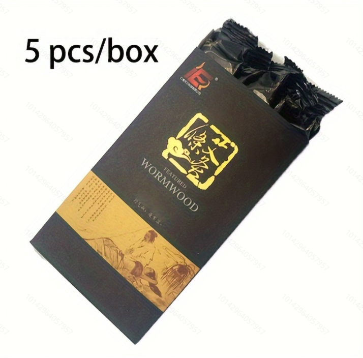 5PCS Smokeless Pure Black Moxa Roll Stick Mugwort Artemisia Traditional Chinese Detox Moxibustion Relaxation Independent Packing Burner Moxibustion Acupuncture Massage