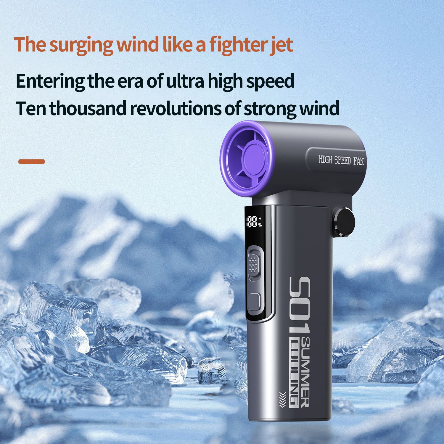 New handheld turbo-violence fan stepless adjustable 100 speed large wind blower portable folding fan