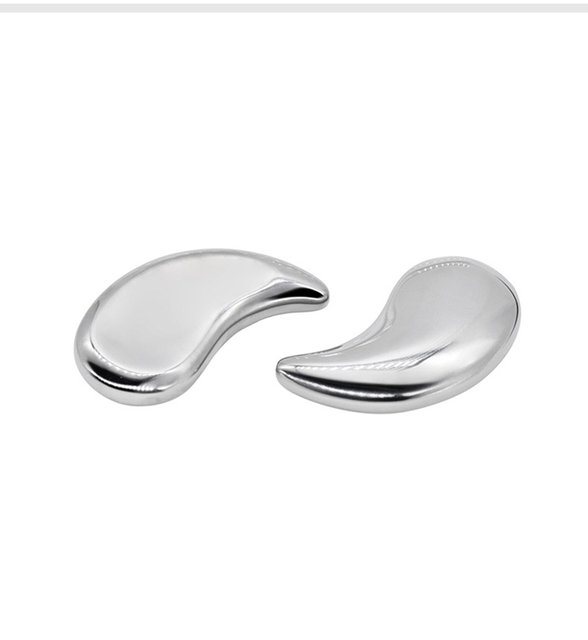 Stainless Steel Facial Beauty Crescent Scraping Device Eye Massage Treatment Ice/Hot Compress Eye Patch