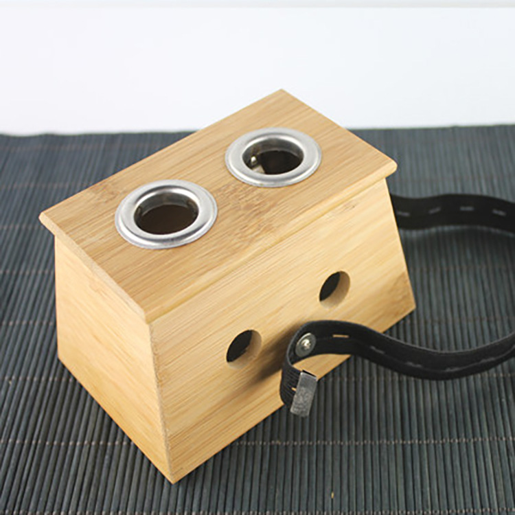 Good Quality Double Hole Moxibustion Wooden Moxa Container