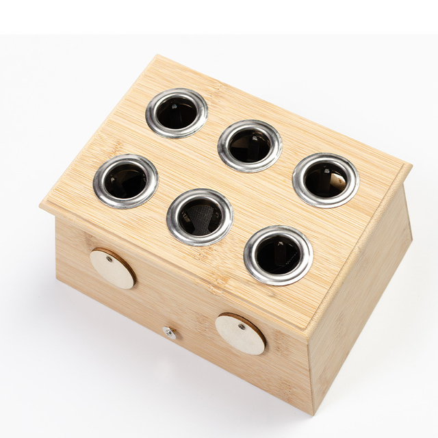 Six Holes Moxibustion Box Wooden Moxa Container