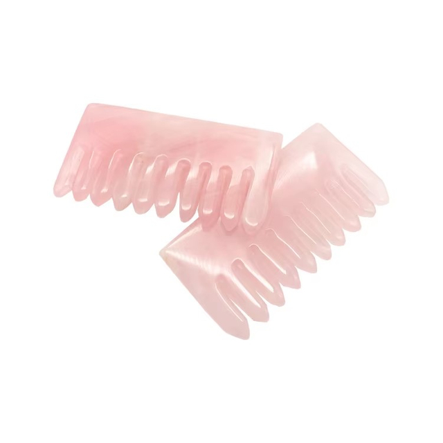 Natural Jade Rose Quartz Crystal Pink Jade Stone Guasha Scalp Head Comb Rose Quartz Hair Massage Comb Head Massage Tool