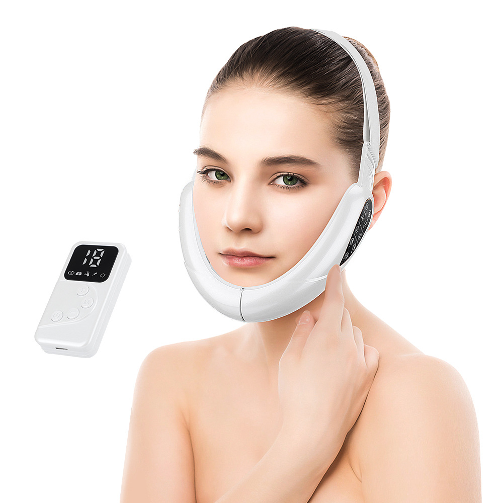 Remote control EMS micro-current face slimming instrument veneer pulse face massager firming lift color light V face instrument