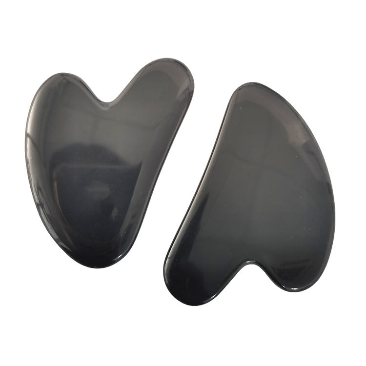 High Quality Natural Obsidian Heart-shaped physiotherapy thin face Scraping Gua sha Board for Facial Body