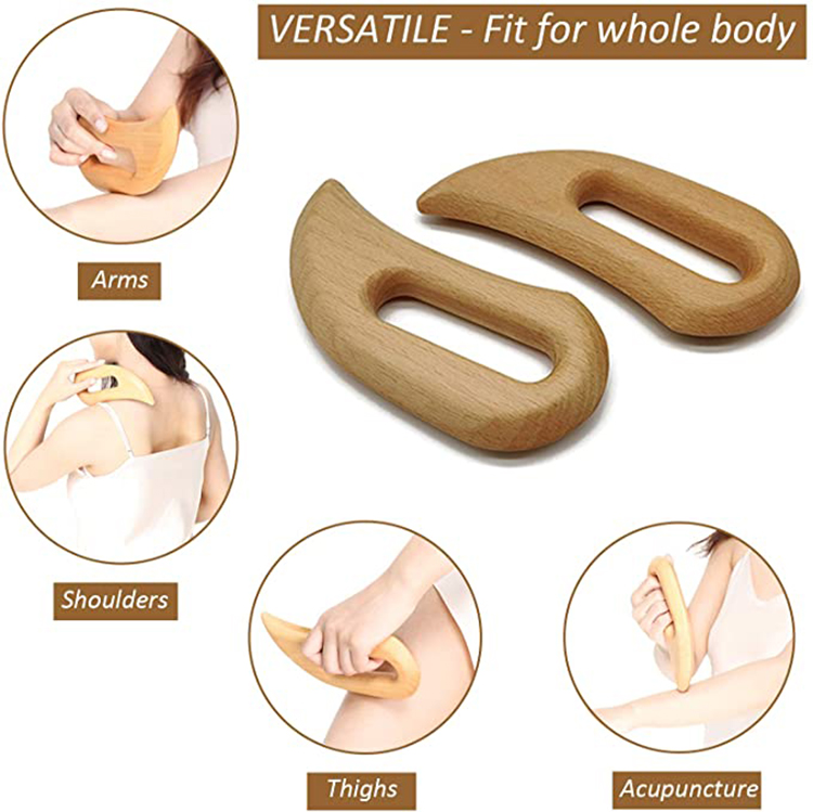 Mega Sale Natural Wooden Guasha Massage Scraper Pressure Therapy Acupoint Massager Facial Body Health Care Handle Massage Tool