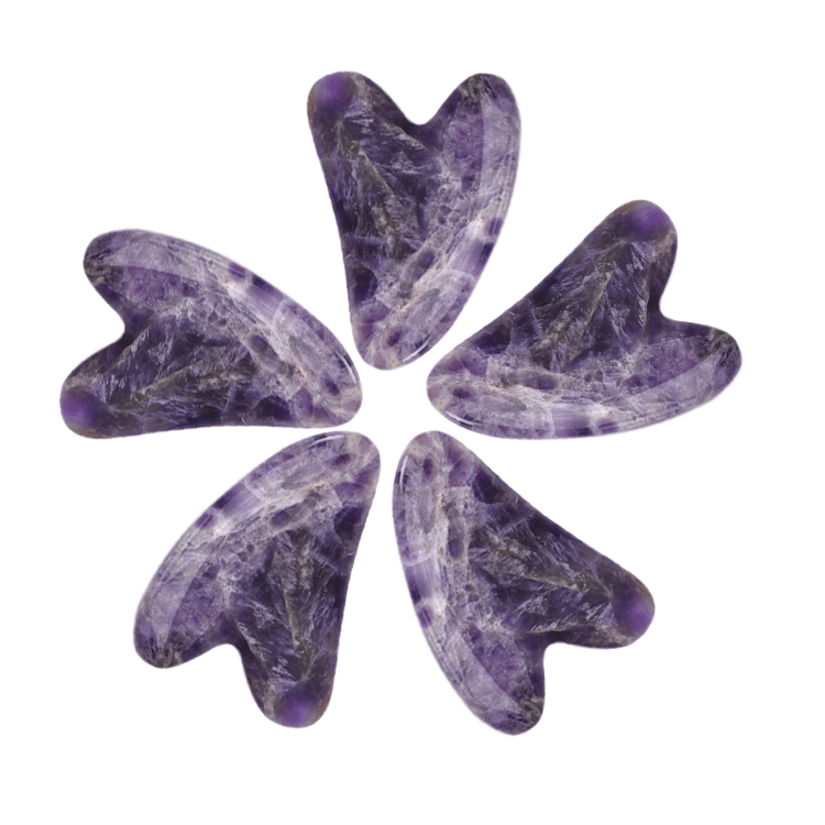 Manufacturers Direct Sales Pure Natural Amethyst Heart-Shaped Guasha Scraping Board Body Massager