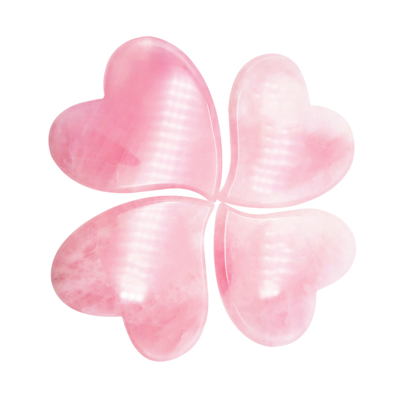 Natural Rose Quartz Guasha Board Heart Shaped Guasha Board Scraping Massage Tool