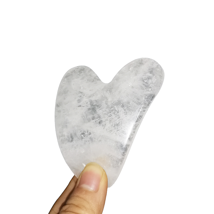 White Crystal Heart Shaped Gua Sha Board Guasha Massage Therapy Tool Wrinkle Prevent for SPA Acupuncture