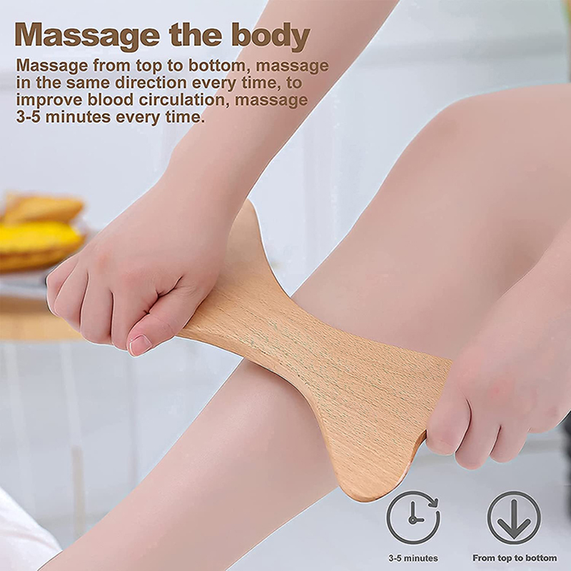 Natural Wooden X-shaped Gua Sha Board Wood Therapy Massage Tools Facial Body Anti Cellulite Deep Tissue Massager