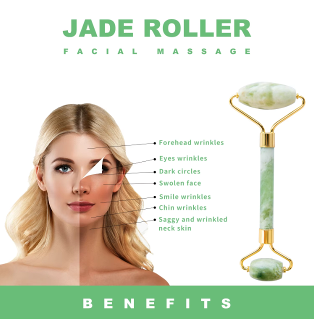 2024 Facial Skin Jade Roller Massage Tool for Neck Skin Facial Eye Treatments without Box Wrinkles Relieving