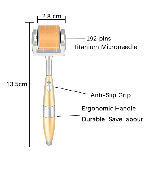 Zgts 192 Facial Body Massage 1200 Titanium Needles Derma Roller Microneedling Therapy for Cellulite Stretch Marks Hair Loss