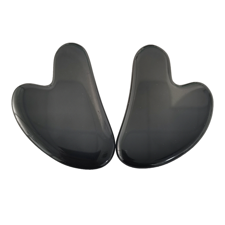 High Quality Natural Obsidian Heart-shaped physiotherapy thin face Scraping Gua sha Board for Facial Body