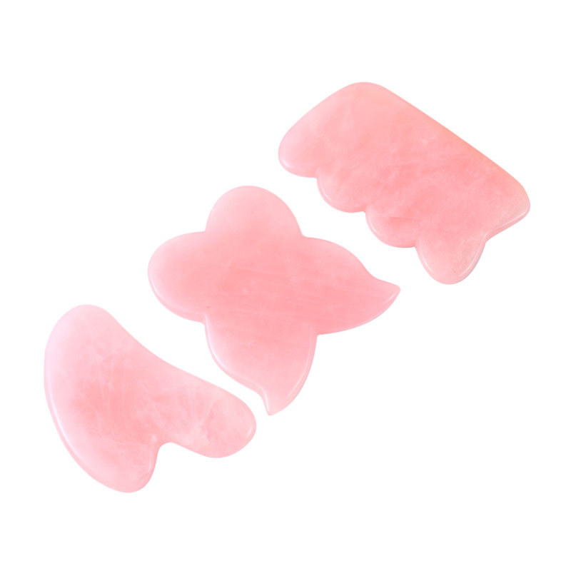 Pure Natural Rose Quartz Butterfly-shaped Facial Jade for Body Rose Quartz Jade Guasha Board