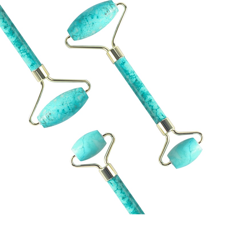 Factory Wholesale Turquoise Stone Roller Facial Massager Without Box