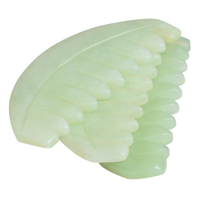 Factory Price Natural Jade Round Shaped Hair Comb Natural Xiuyan Jade Head Massage Tool Scalp and Body Massagers Comb