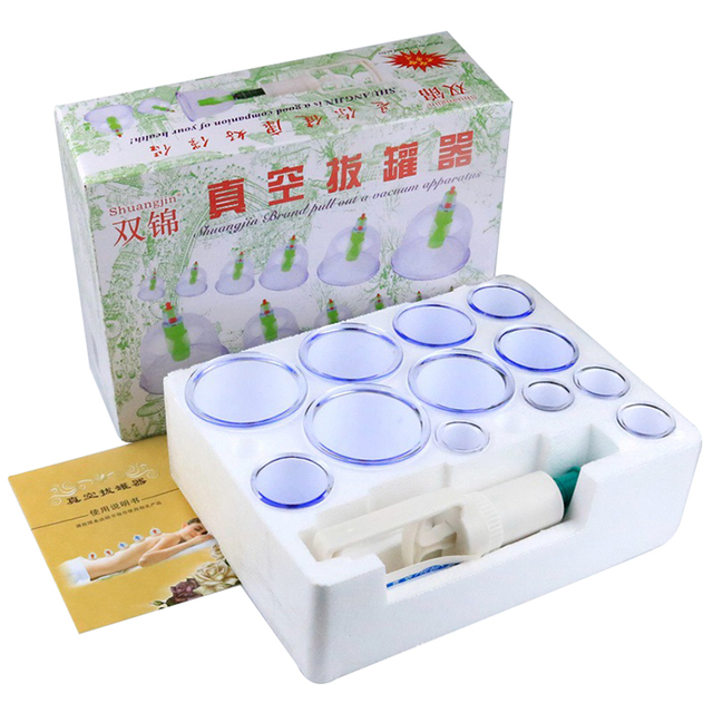 Shuangjin 12 Cups Professional Chinese Acupoint Cupping Therapy Sets Hijama for Cupping Mass