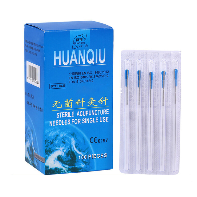 HUANQIU Brand Disposable Independently Packaged Sterile Stainless Steel Handle Acupuncture Needle with Tube