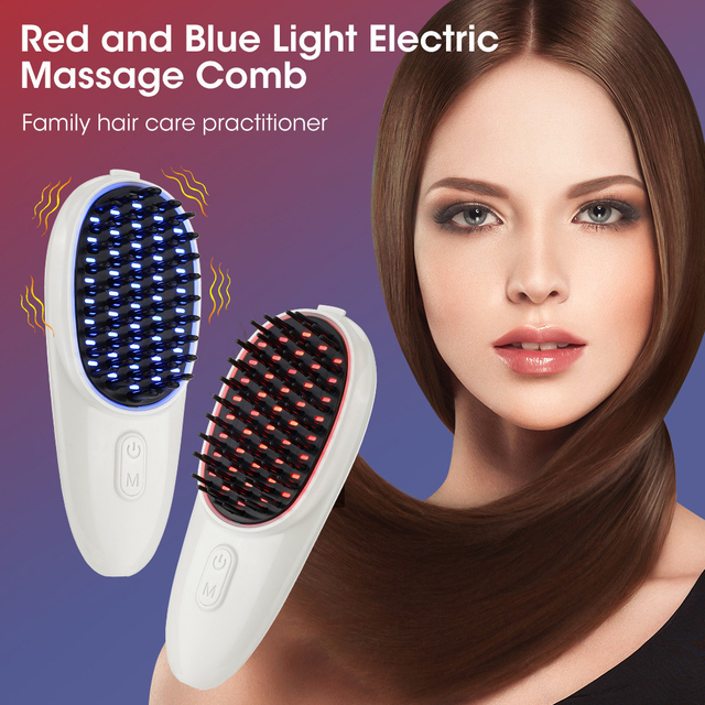 Red and Blue electric massage hair skin massager Black hair hair comb hair care portable light power massage comb