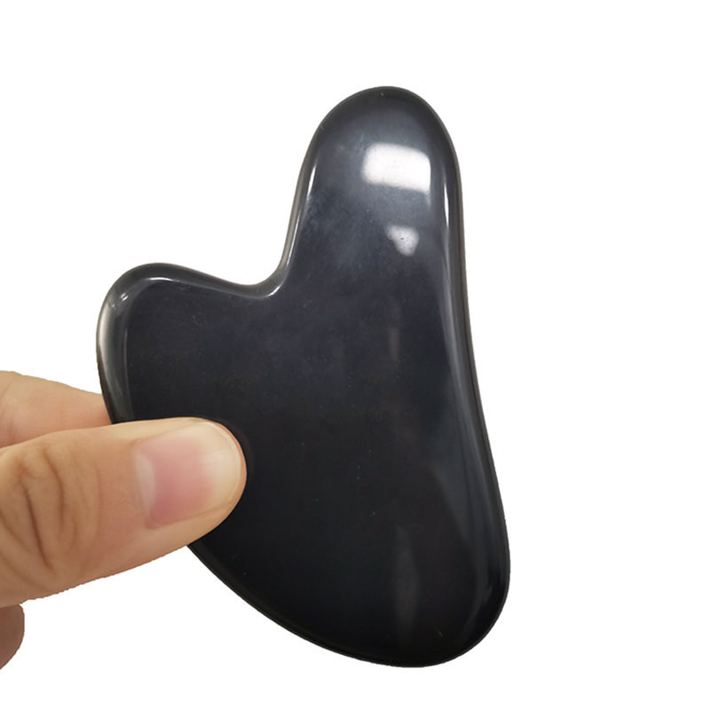 High Quality Natural Obsidian Heart-shaped physiotherapy thin face Scraping Gua sha Board for Facial Body