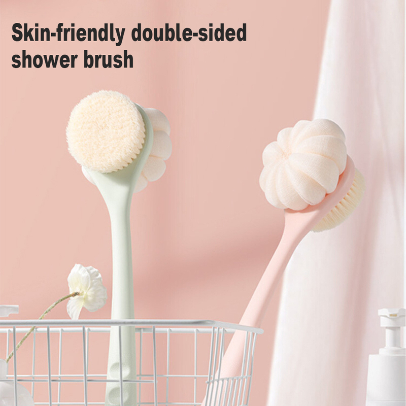 Long handle bath brush Soft bristle 2-in-1 bath brush back scrub Double-sided bath brush