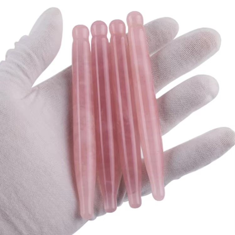 100% real rose quartz massage stick for face and body acupoint massage