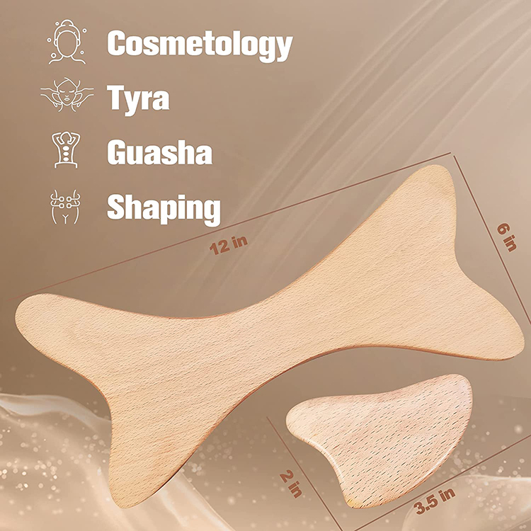 Natural Wooden X-shaped Gua Sha Board Wood Therapy Massage Tools Facial Body Anti Cellulite Deep Tissue Massager