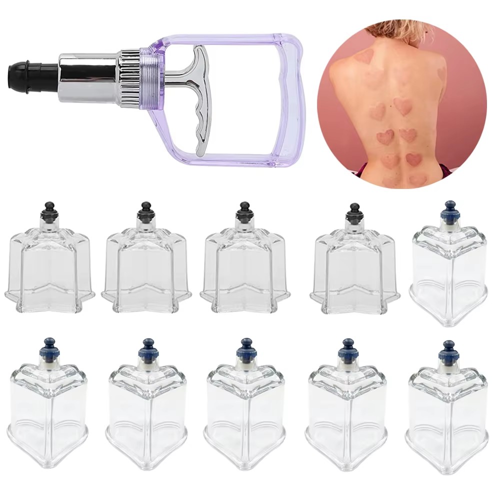 10Pcs Star and heart Shaped Cupping Cups Plastic Vacuum Therapy Set Cupping Kit Massager with Box