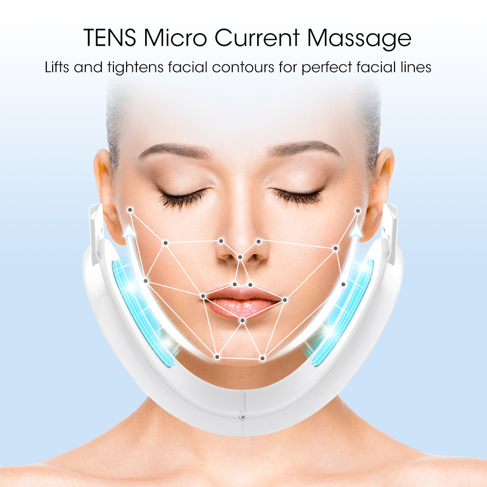 Remote control EMS micro-current face slimming instrument veneer pulse face massager firming lift color light V face instrument