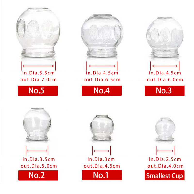 Glass Cupping Facial Massage Vacuum Cups Multi-size Anti-wrinkle Cupping Available All Over the Body  Super Sale Extravaganza