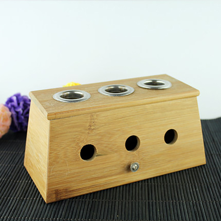 High Quality Three Hole Moxibustion Wooden Moxa Container