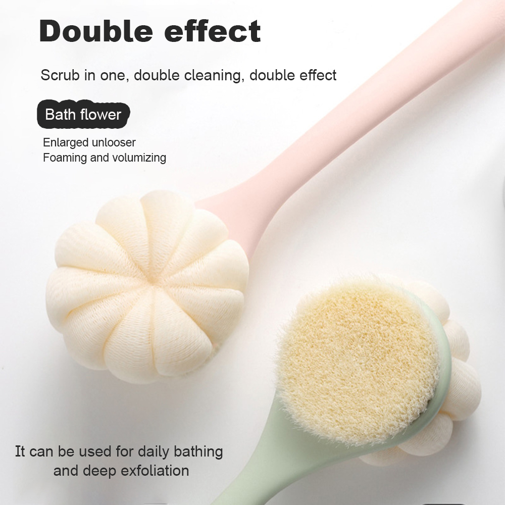 Long handle bath brush Soft bristle 2-in-1 bath brush back scrub Double-sided bath brush