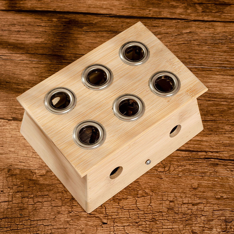 Six Holes Moxibustion Box Wooden Moxa Container