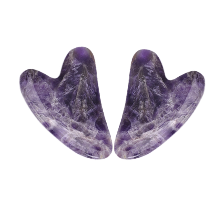 Manufacturers Direct Sales Pure Natural Amethyst Heart-Shaped Guasha Scraping Board Body Massager