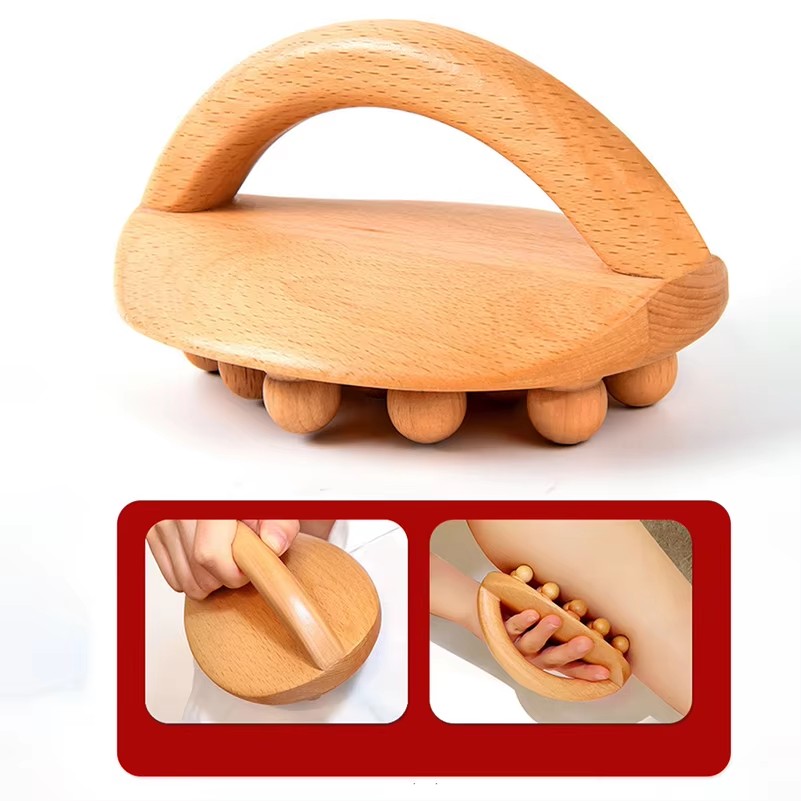 14 Beads Wood Mushroom Therapy Massager Handheld Full Brush comb Cellulite Meridian Massage Sha Massager Scraping Body