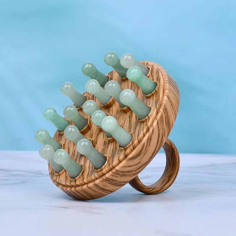 High Quality Scalp Massage Comb Meridian Unblocking Massager ABS base Jade Teeth Nails Guasha Comb